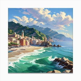 Camogie Italy Coast Art Print 1 Canvas Print