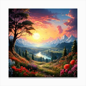 Sunset In The Mountains 4 Canvas Print