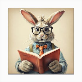 Rabbit Reading A Book 1 Canvas Print