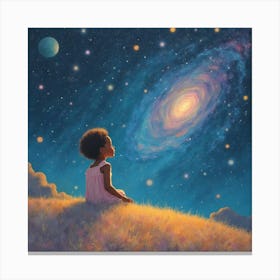 Black Child And The Galaxy Canvas Print