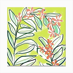 Flowers And Leaves square Canvas Print