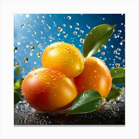 Water Drops On Mangoes Canvas Print
