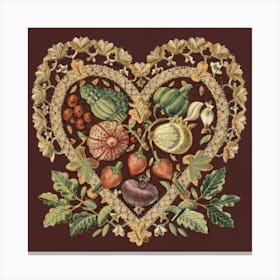 Ornate Vintage Hearts Muted Colors Lace Victorian 7 Canvas Print