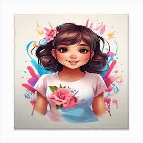 Girl With Roses Canvas Print