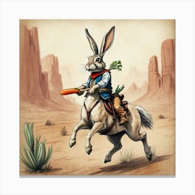 Rabbit On Horseback 4 Canvas Print