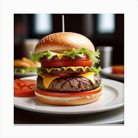 Burger On A Plate 9 Canvas Print