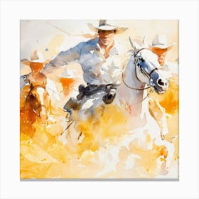 Cowboys On Horseback Canvas Print