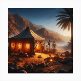 Waterwell Bedouin Tent At Dusk Canvas Print