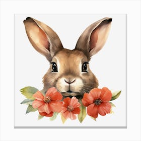 Bunny With Flowers 3 Canvas Print