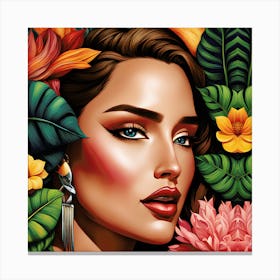 Tropical Girl In The Jungle Canvas Print