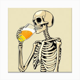 Skeleton Drinking Beer 7 Canvas Print