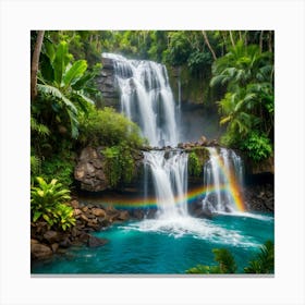 Rainbow Over Waterfall Canvas Print