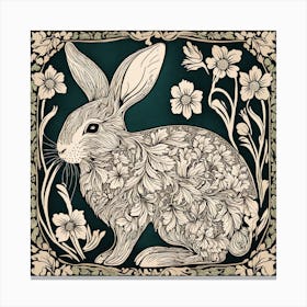 Floral Rabbit William Morris Style (12) Canvas Print