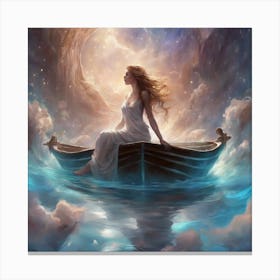 Mermaid In A Boat Canvas Print