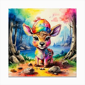 Deer Watercolor Painting 3 Canvas Print