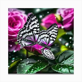 Butterflies On Roses 2 Canvas Print