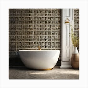 Bathroom With A Gold Tiled Wall Canvas Print