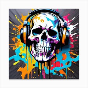 Skull With Headphones 9 Canvas Print