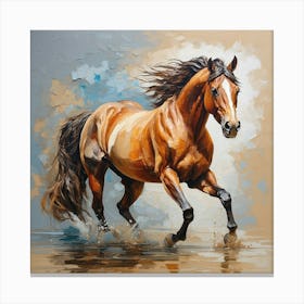 Horse Running In Water 2 Canvas Print