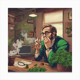 Weed Smoking Man Canvas Print
