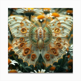 Butterfly On Daisies 5 Canvas Print