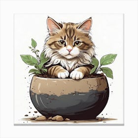 Cat In A Pot Canvas Print Canvas Print