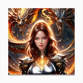 Girl With Dragons fts Canvas Print