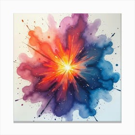 Nebula Explosion In Watercolor With Colorful Swirls 1 Canvas Print