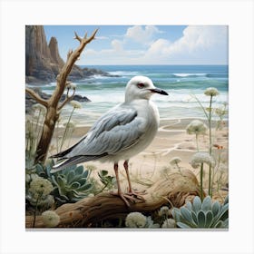 Seagull On The Beach 3 Canvas Print