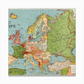 Map Of Europe Canvas Print