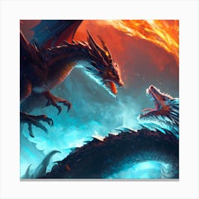Two Dragons Fighting 12 Canvas Print