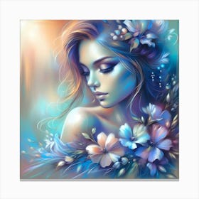 Of A Girl With Flowers Canvas Print