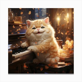 Cat Playing Piano 1 Canvas Print
