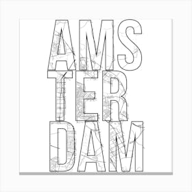 Amsterdam Street Map Typography Square Canvas Print