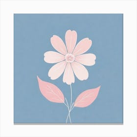 A White And Pink Flower In Minimalist Style Square Composition 317 Canvas Print