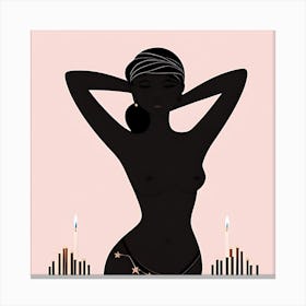 Sexy Woman With Candles Canvas Print