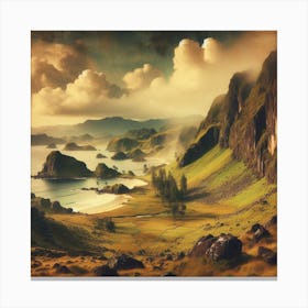 Landscape With Mountains And Sea Canvas Print