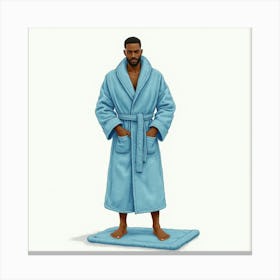 African American Man In Blue Robe Bathroom Toile