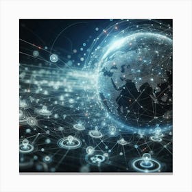 Earth And Network Canvas Print