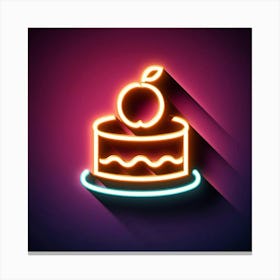 Neon Cake Icon Vector Illustration Canvas Print
