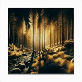 Golden Light In The Forest 3 Canvas Print