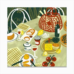 Picnic Lunch and Wine in the Garden Canvas Print
