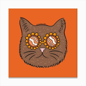 Brown Groovy Cat Canvas Print