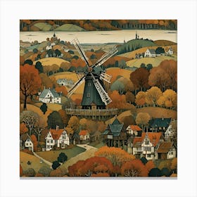Windmill In Autumn 1 Canvas Print