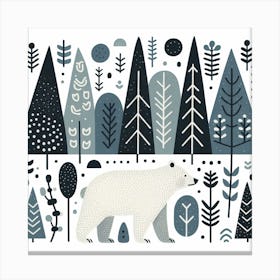 Scandinavian style, Bear and forest 1 Canvas Print