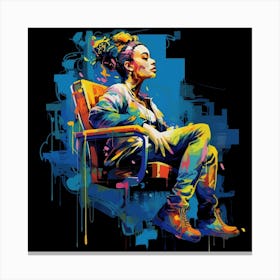 Girl Sitting In Chair Canvas Print