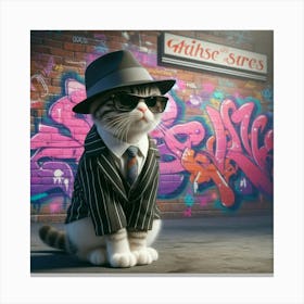 Gangster cat Canvas Print