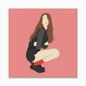 Girl In Black Socks Canvas Print
