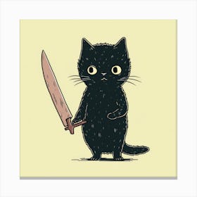 Black Cat With A Sword Canvas Print