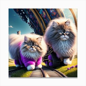 Cats Choo-Choo Train Day Canvas Print